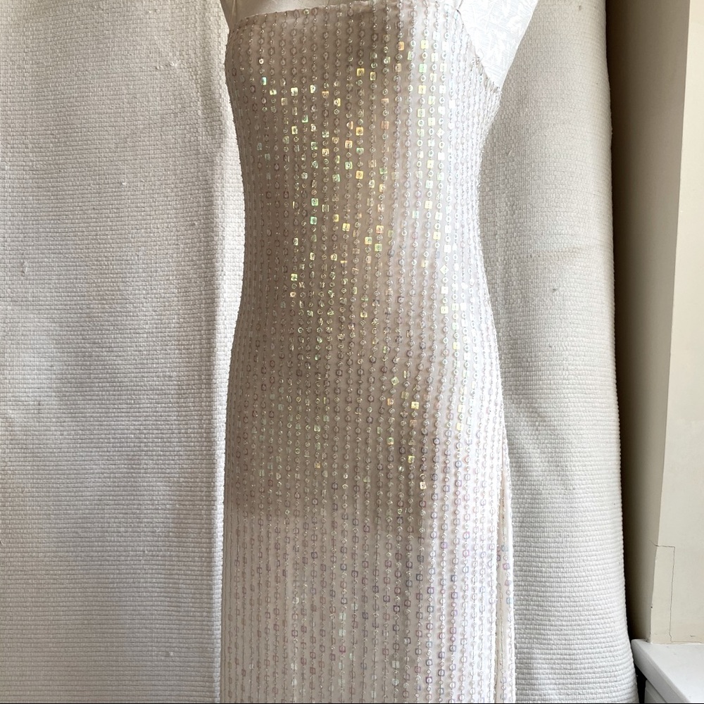 VTG 90s Genny Prada 4 Silk Hologram Sequin Gown - Picture 15 of 15